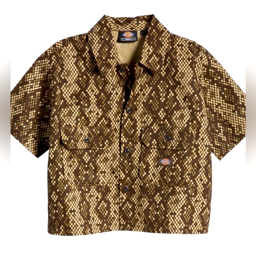 DICKIES NEUTRAL TONE SNAKESKIN PRINT CROP TOP NWT !